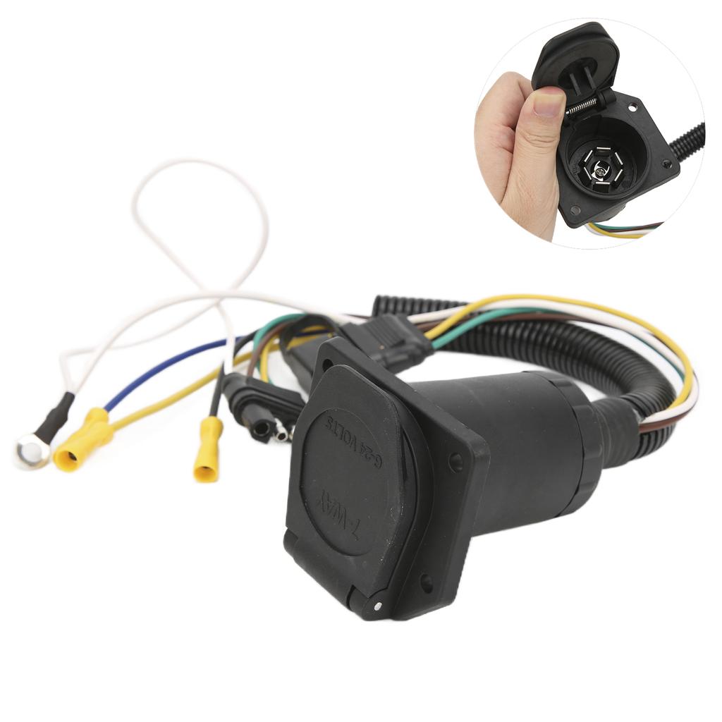 Trailer Wiring Adapter 4 Way To 7 Way Round Trailer Plug Converter Adapter with 4 Pin To 7 Pin Mounting Bracket for RV