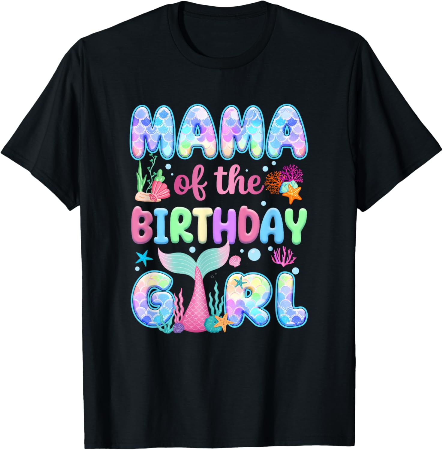 Mama of The Birthday Mermaid Girl Family Matching Party T-Shirt S разноцветный
