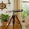Brass Telescope On Wood Tripod Stand Home Office Decor Collectible Boat Ship Showpiece Gift Item