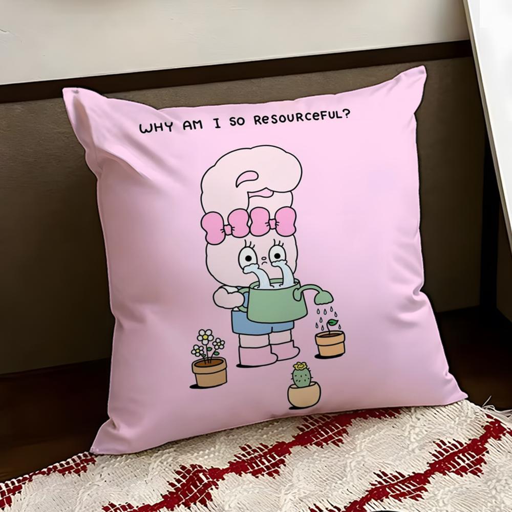 Cute EEsther Bunny Pink Cushion Cover Reversible Soft Durable Pillow Cover Home Car MultiScene Use for Daily Comfort