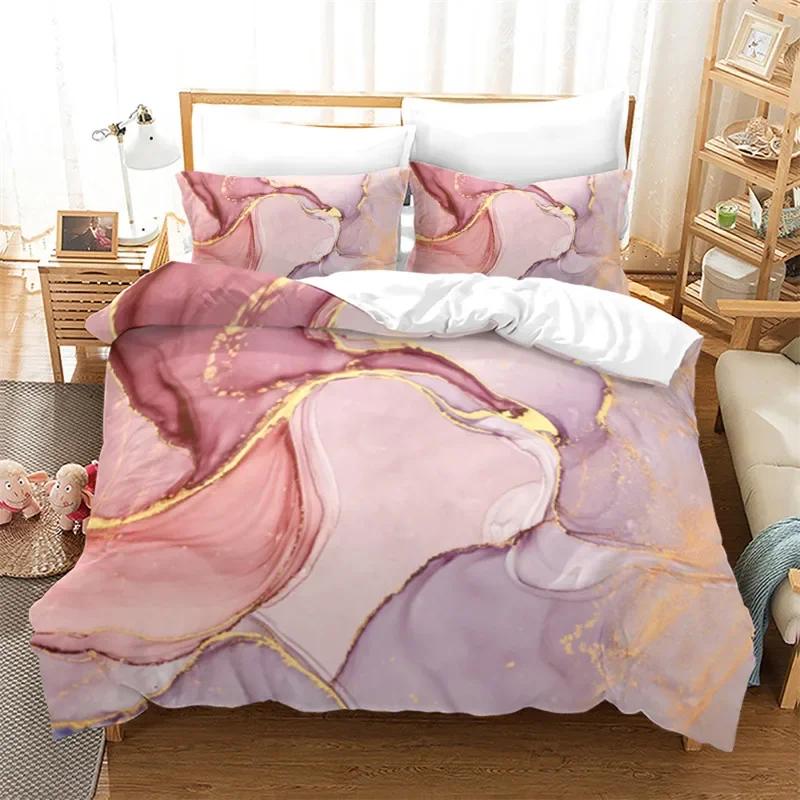 Marble Duvet Cover Abstract Geometric Bedding Set Microfiber Full Queen King Comforter Cover For Kids Girls Boys Bedroom Decor