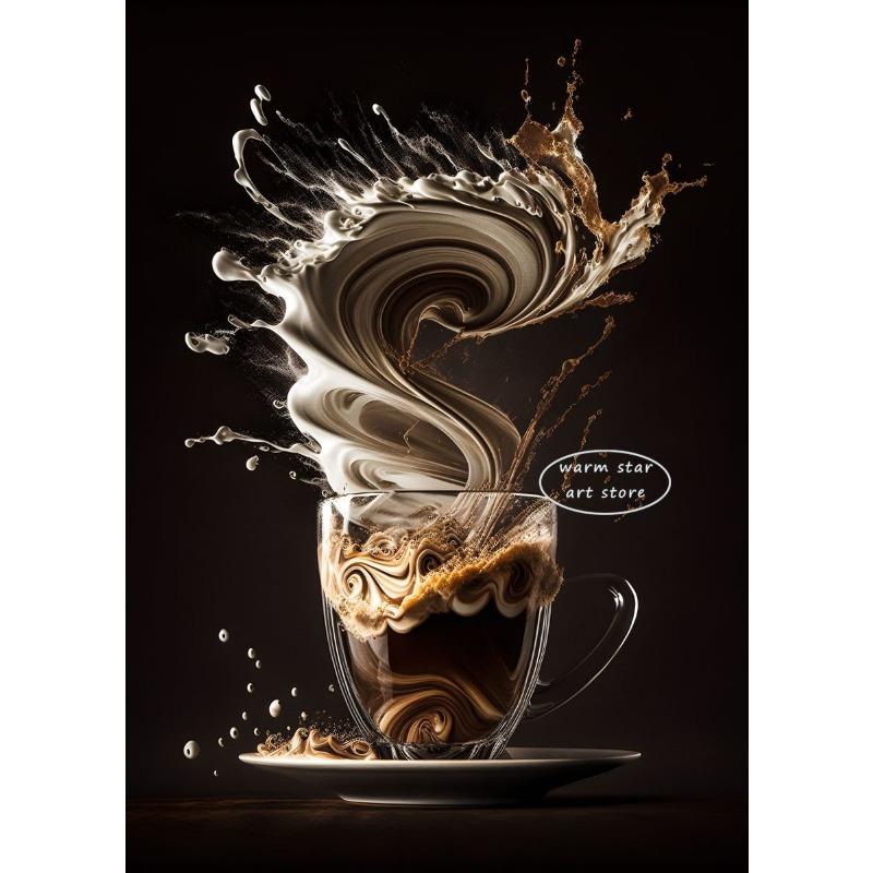 Vintage Hand Ground Coffee Canvas Painting Latte Planet Poster Prints Bars Kitchen Cafe Wall Art Picture Home Restaurant Decor