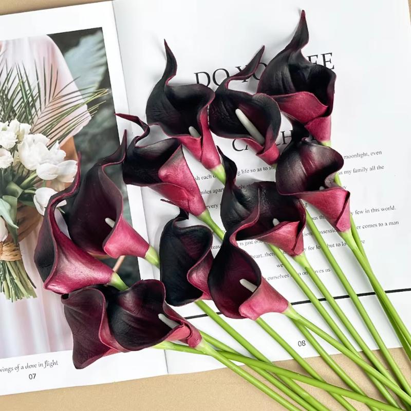 6PCS In Stock Calla Artificial Flowers for Decoration,Wedding Bridal Bouquet,for Home Room Office Table Decor  Calla Fake Flower