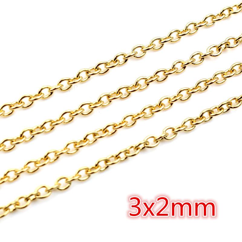 5 Meters/Lot Never Fade Stainless Steel Gold Plated Necklace Chains For DIY Jewelry Findings Making Materials Handmade Supplies