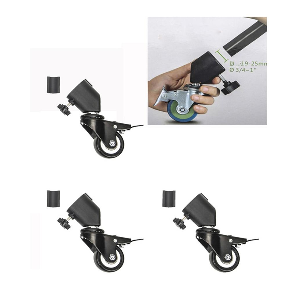3Pcs Easy Installation Caster Wheel C-Stand Rotation Caster Wheel Set 25MM Diameter Light Stand Tripod Accessories
