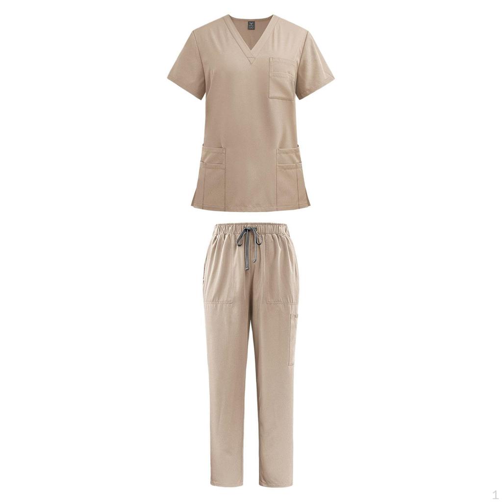 Nursing Uniforms Scrub Set Short Sleeve Work Clothes for Women