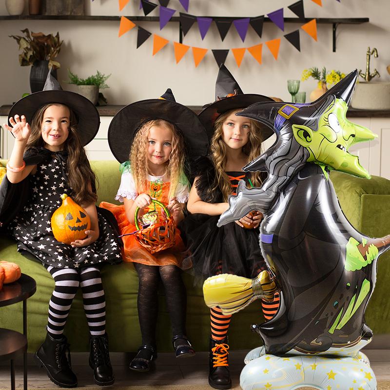 Large Halloween Standing Balloons Pumpkin Witch Ghost Foil Globos For Halloween Party Decoration Kids Favors Inflatable Toy 2024