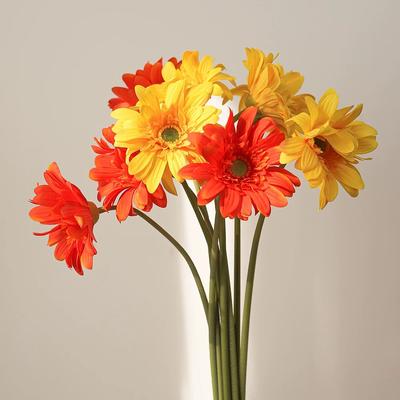 Oransje Kunstig Gerbera Blomst Real Touch Kronblader Blomst Hjem Bryllup Dekorasjon Gul Kunstig Blomsterarrangement