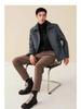 Men's Winter Wool-Blend Coat with Faux Fur Collar and Large Pockets