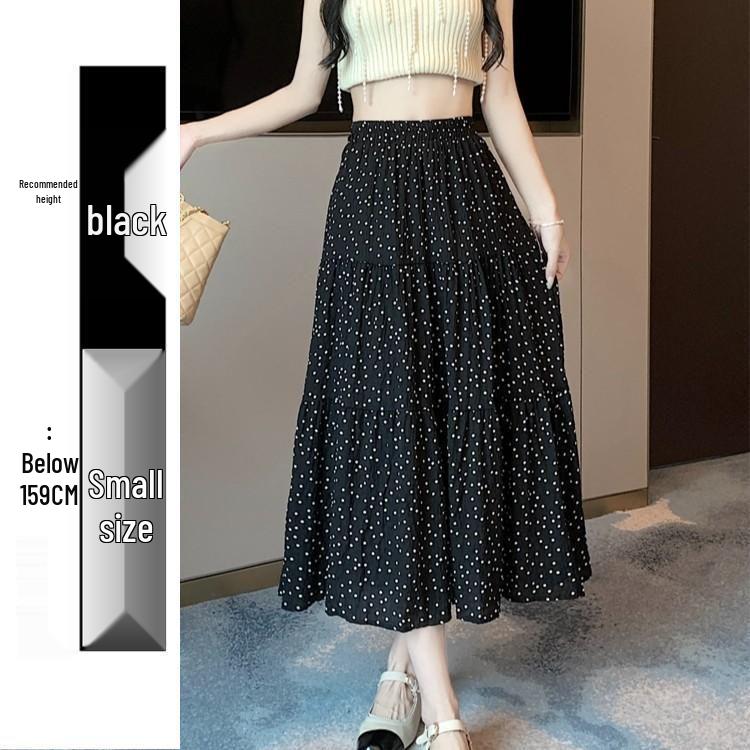 2025 Versatile Polka Dot Midi Skirt: Japanese-Inspired, High Waist, Slimming A-line Pleats