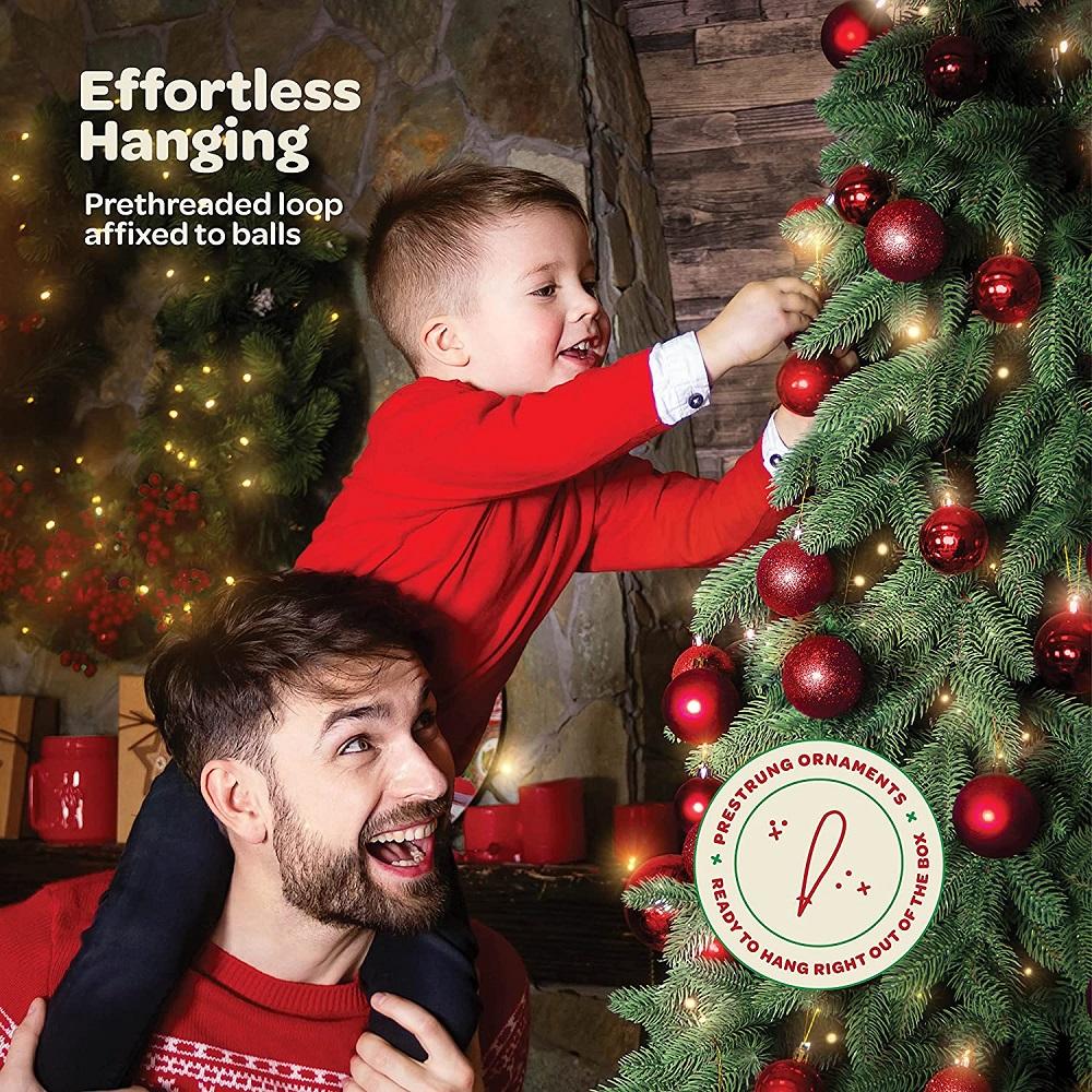 24Pcs Red Balls Ornament Christmas Tree Decoration Hanging Globe Decor 6cm New