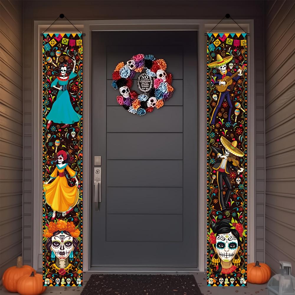 1 pair, Day of the Dead porch decorative banner, Mexican Day of the Dead door decorative banner, wall decoration