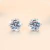 S925 Sterling Silver Six-Prong Snowflake Moissanite Stud Earrings, Simple and Classic Style.