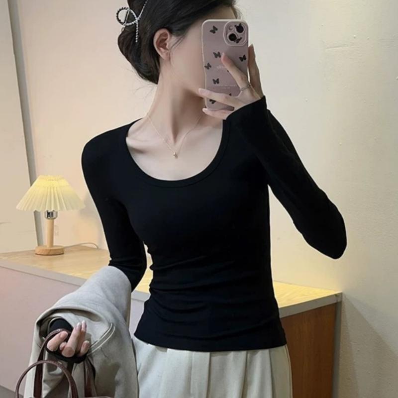 Women's Petite Slim Fit Long Sleeve Cotton T-Shirt for Spring/Autumn