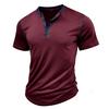 Top da uomo Henley Henley Maniche corte Cotone Girocollo Color block Traspirante T-shirt quotidiane Estate Vacanze primaverili Abbigliamento casual da uomo