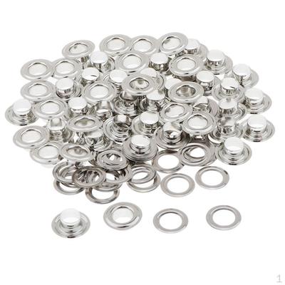 50 Sets Metallösen mit Unterlegscheiben für Bastelarbeiten, Bekleidungszubehör, Silber