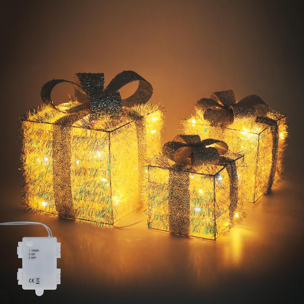 MORGEN SKY Christmas Decoration Gift Box Set of LED String Lights for Indoor and Outdoor Mini Bulb Fairy Box Christmas Decorative Timer SXL05 3, Use,