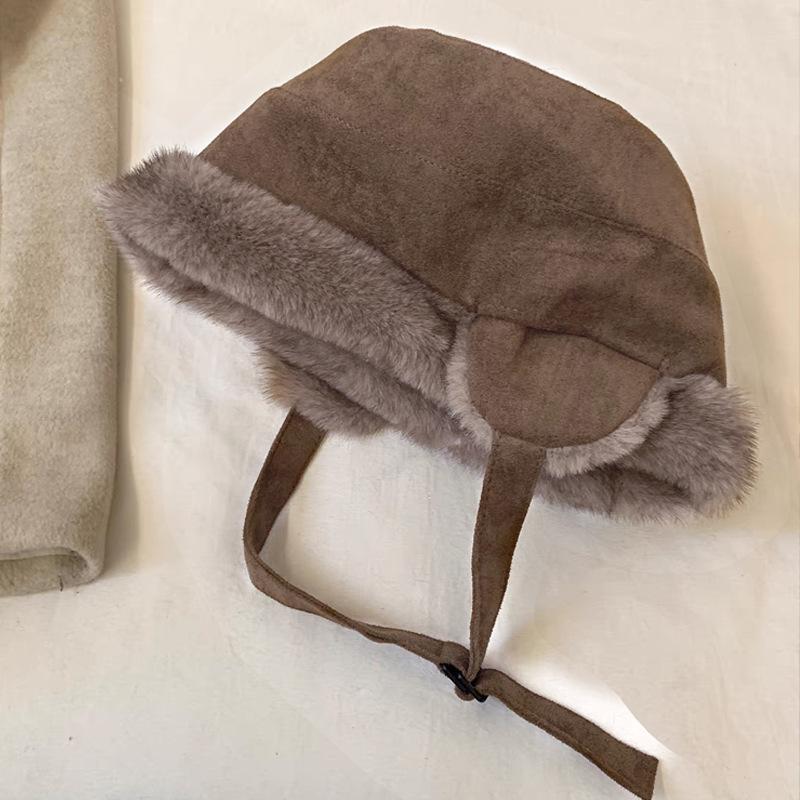 Women S Suede Earflap Hat Outdoor Casual Warm Plush Hat
