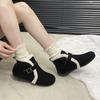 Fashion Winter New Belt Buckle Women Cotton Shoes Casual Flat Bottom Comfortable Botines Padded Outer Velvet Short Snow Boots Females