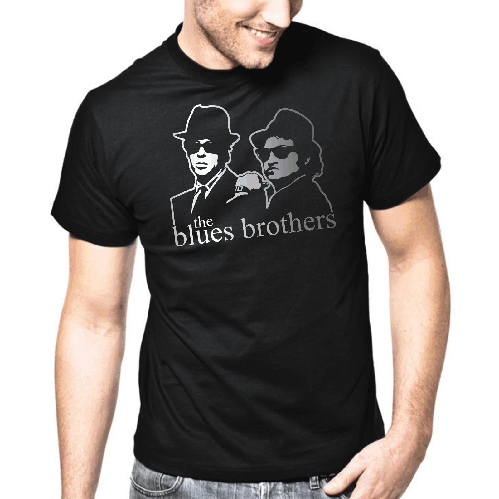 Men s and Women s T-shirts The Blues Brothers John Belushi Dan Aykroyd Retro Silver Metallic S