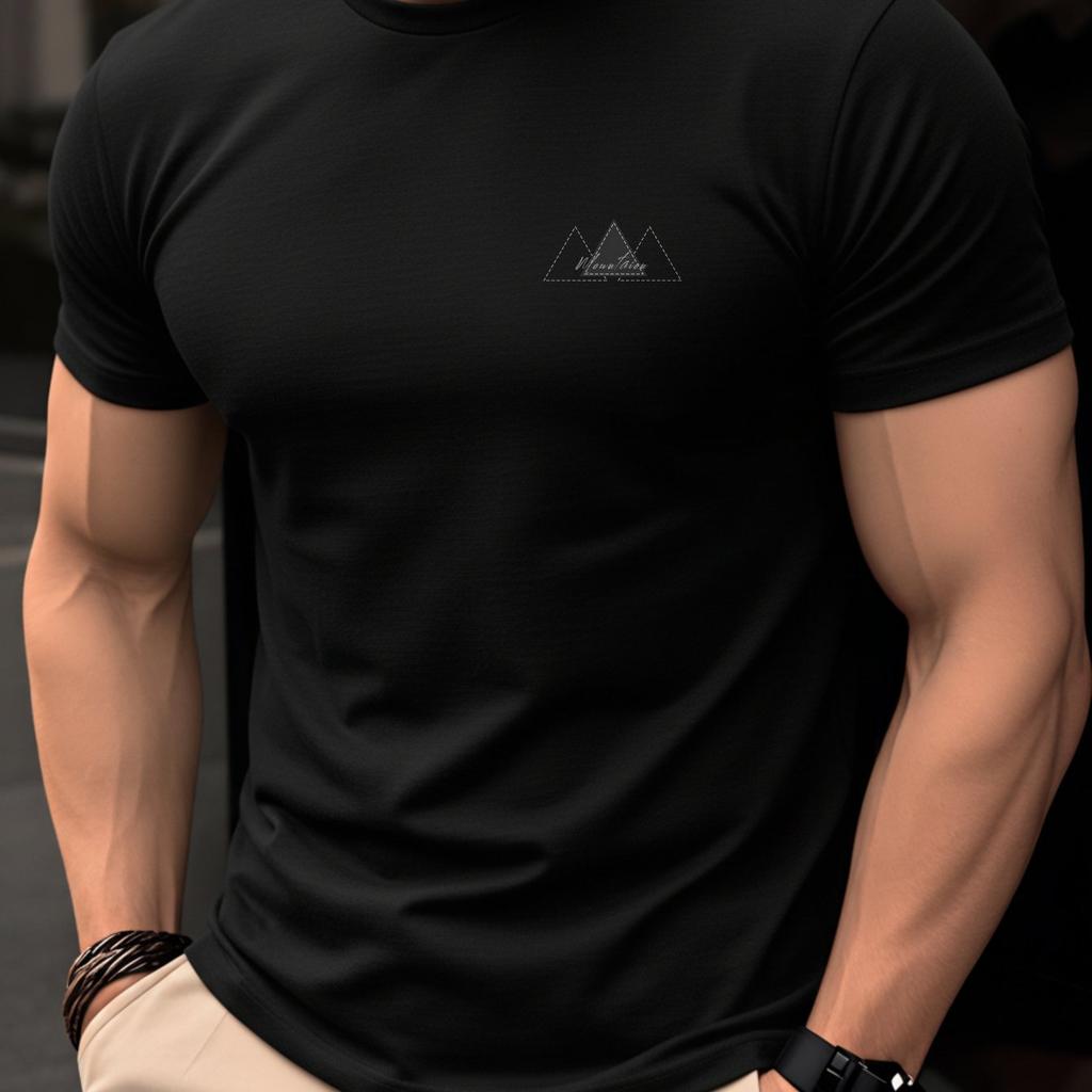 Minimalist Mountain Triangle Graphic Tshirt Unisex Casual Cotton Short Sleeve Crew Neck Tee Basic Daily Tops