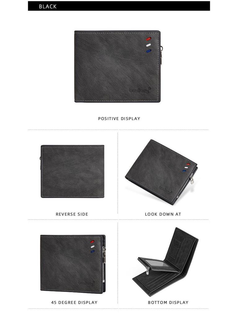 Trendy Men's Color Stripe Wallet with Logo, Card Holder, Zipper Pocket