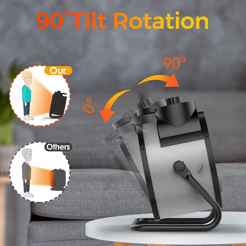 1500W Electric Space Heater with 90 Adjustable Angle, Overheat Protection, Heater for Garage, Office, Indoor Use