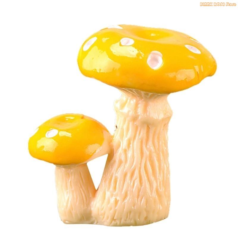 K1AE Miniature Resin Mushroom Figurine Decorative Mini Sculpture for Home Garden Yard Lawn Decoration Accessories
