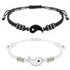 2 Stück Zirkon Set Paar Schwarz Weiß Tai Chi Armband Seil Verstellbare Kette Set Schlichter Stil Alltagskleidung Zirkon