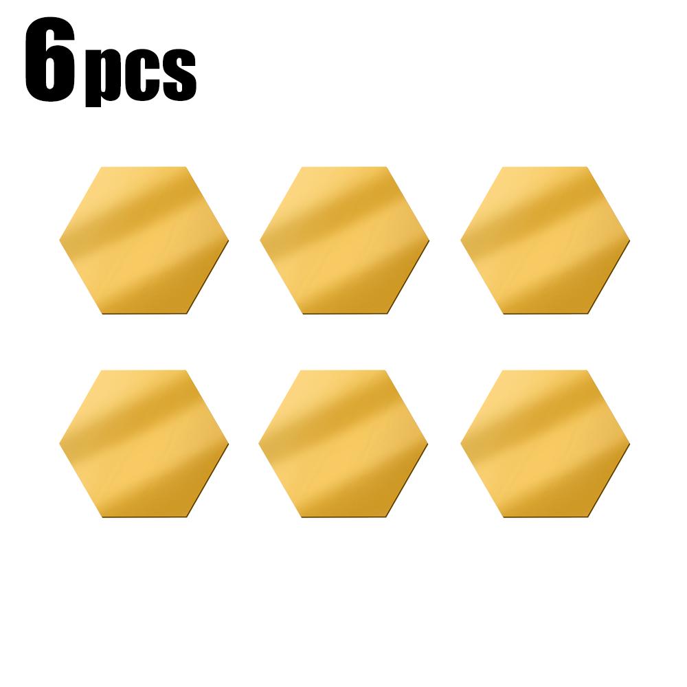 6/12pcs 3D Mirror Wall Stickers Hexagon Shape Acrylic Removable Wall Sticker Decal DIY Home Decoration Art Mirror Ornaments