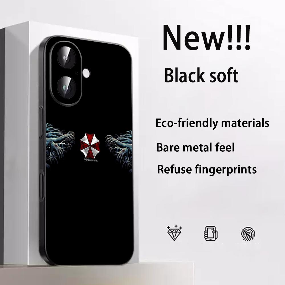 Classic Evil Umbrella Cool Pattern Design Phone Case For iPhone 17 16 15 14 13 12 Plus Mini Pro Max Soft Black Shockproof Cover