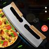Upgrade Doppelgriff Pizzaschneider Holzgriff Halbkreis Pizza Steinmesser Edelstahl Pizzaschneider Brandneue Schutzhülle