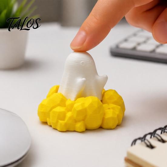 Desktop Decompression Ornament 3D Printed Cute Ghost Fidget Clicker Toy, Halloween Stress Kawaii Desk Organizer Relief Pen Holder, Novelty Gift