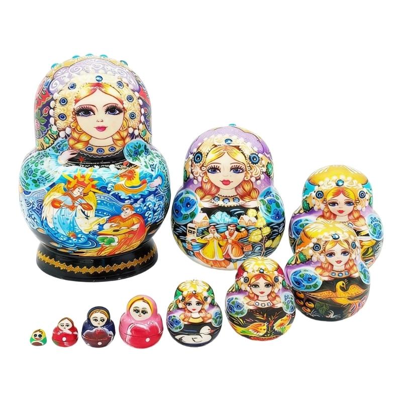 Matryoshka Russian Nesting Doll Traditional Art Russian Nesting Dolls Set of 10 Layers Wooden Toy for Children 1