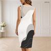 Women Plus Size V Neck Sleeveless Abstract Printed Bodycon Midi Dress