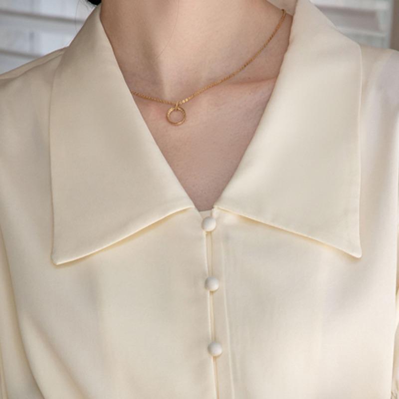 Frühling Damen Neu Retro Elegant Alleskönner Laternenärmel Hemd