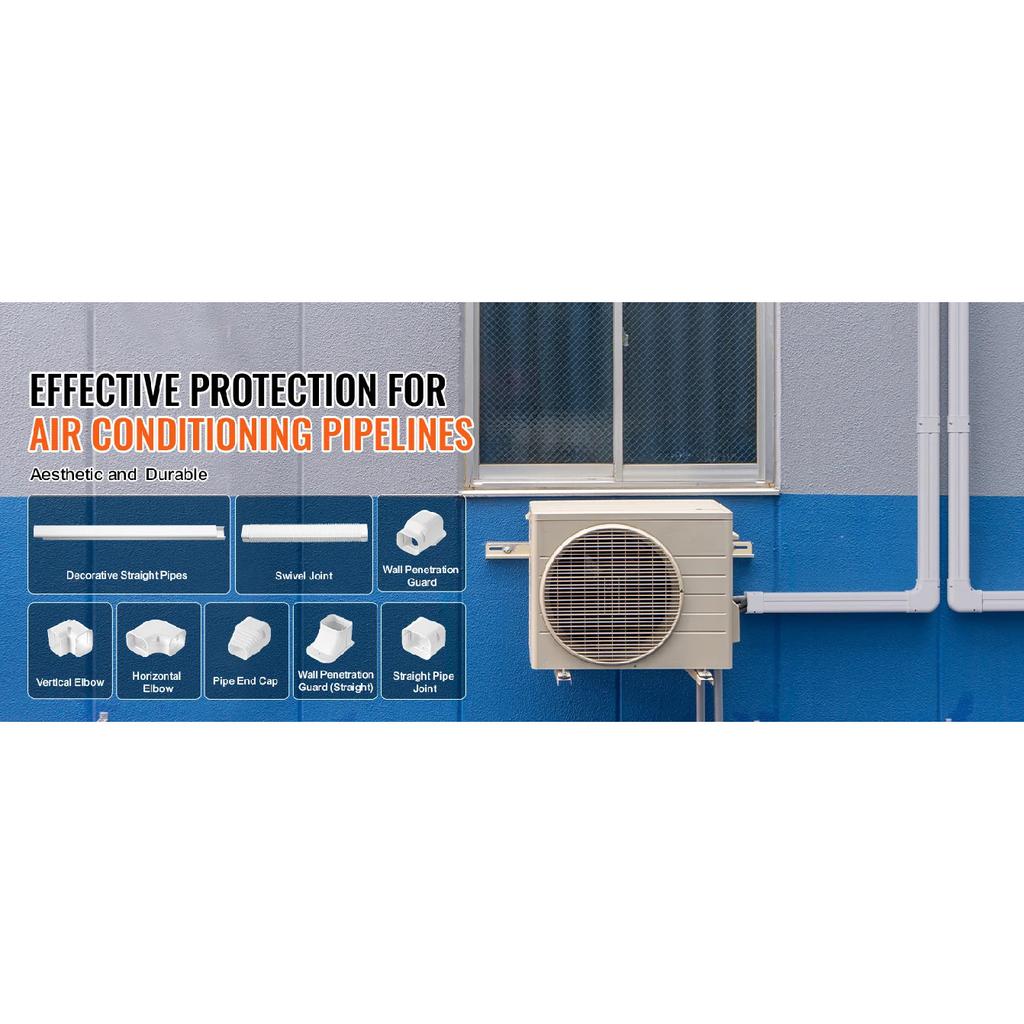 SucceBuy Mini Split Line Set Cover PVC Decorative Pipe Line Cover For Air Conditioner Easy To Install Paintable for Heat Pump