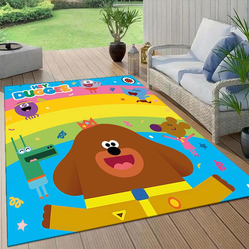Hey Duggee Flannel Pattern Square Carpet,Area Rug,Carpet Rug for Living Room Bedroom Sofa Playroom Decor,Non-slip Floor Mat