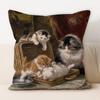 Oil Painting Cat Cat Picture Pillowcase Living Room Sofa Cushion Cover Bedside Pillow Pillowcase Home Decoration