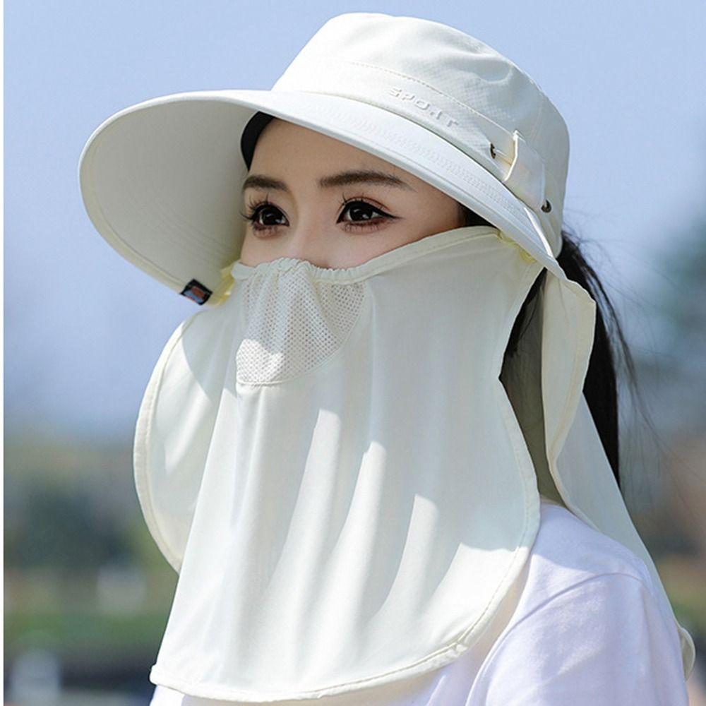 Wide Brim Face Mask Hat Sun Protection Mountaineering Hat Lightweight Outdoor Sun Cap  Outdoor
