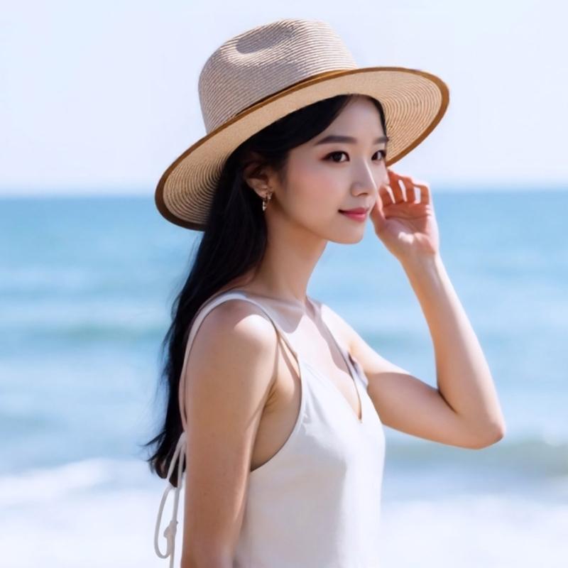 Adjustable Breathable Paper Braid Summer Dress Hat With Rolled Brims Bows Detail Colorful Party Hat for Women and Girls