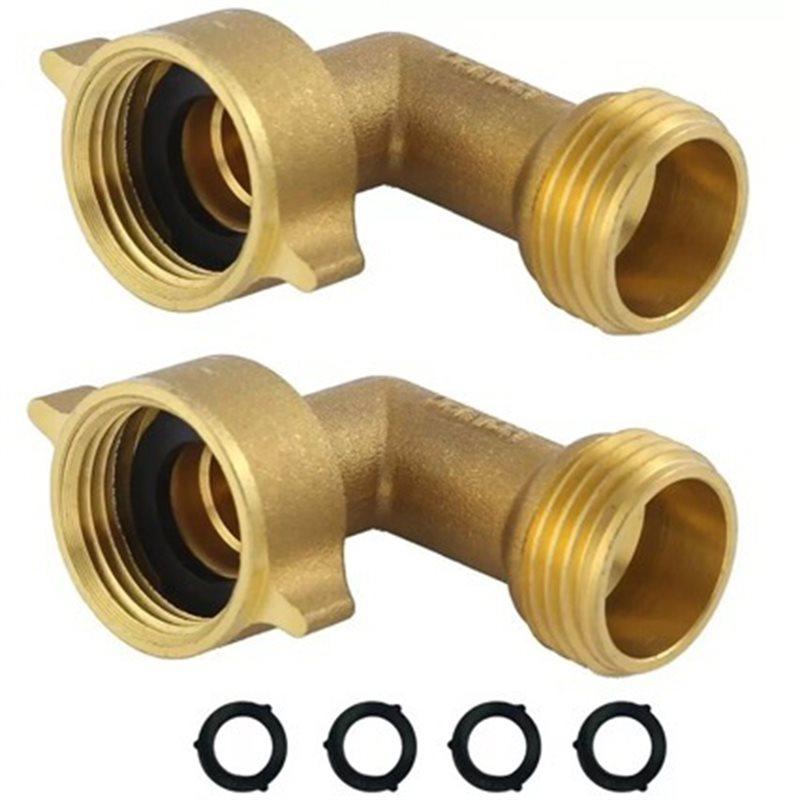 A25F-Secure Elbow Connection Brass 90 Degree Angle Connector For Garden Hose Solid Adjustable Interface Male To Female