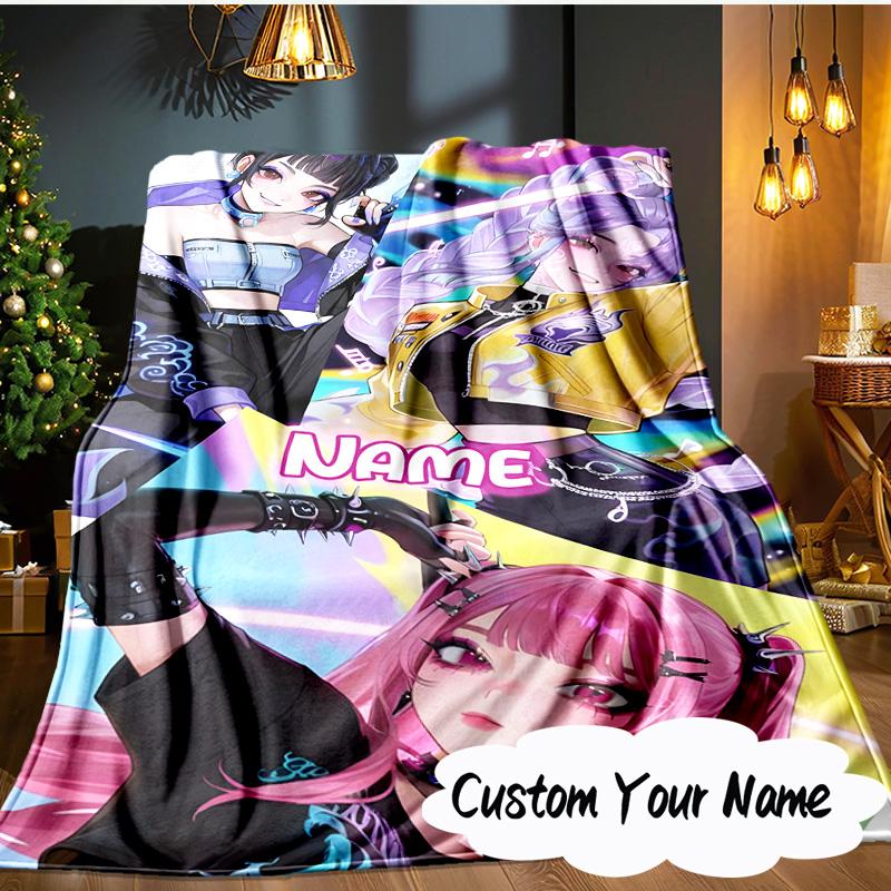 Custom Name KPop Cartoon Blanket Ideal Bedding Blanket Perfect for Travel, Camping, Living Rooms, Offices, Sofas, Fan Christmas gift