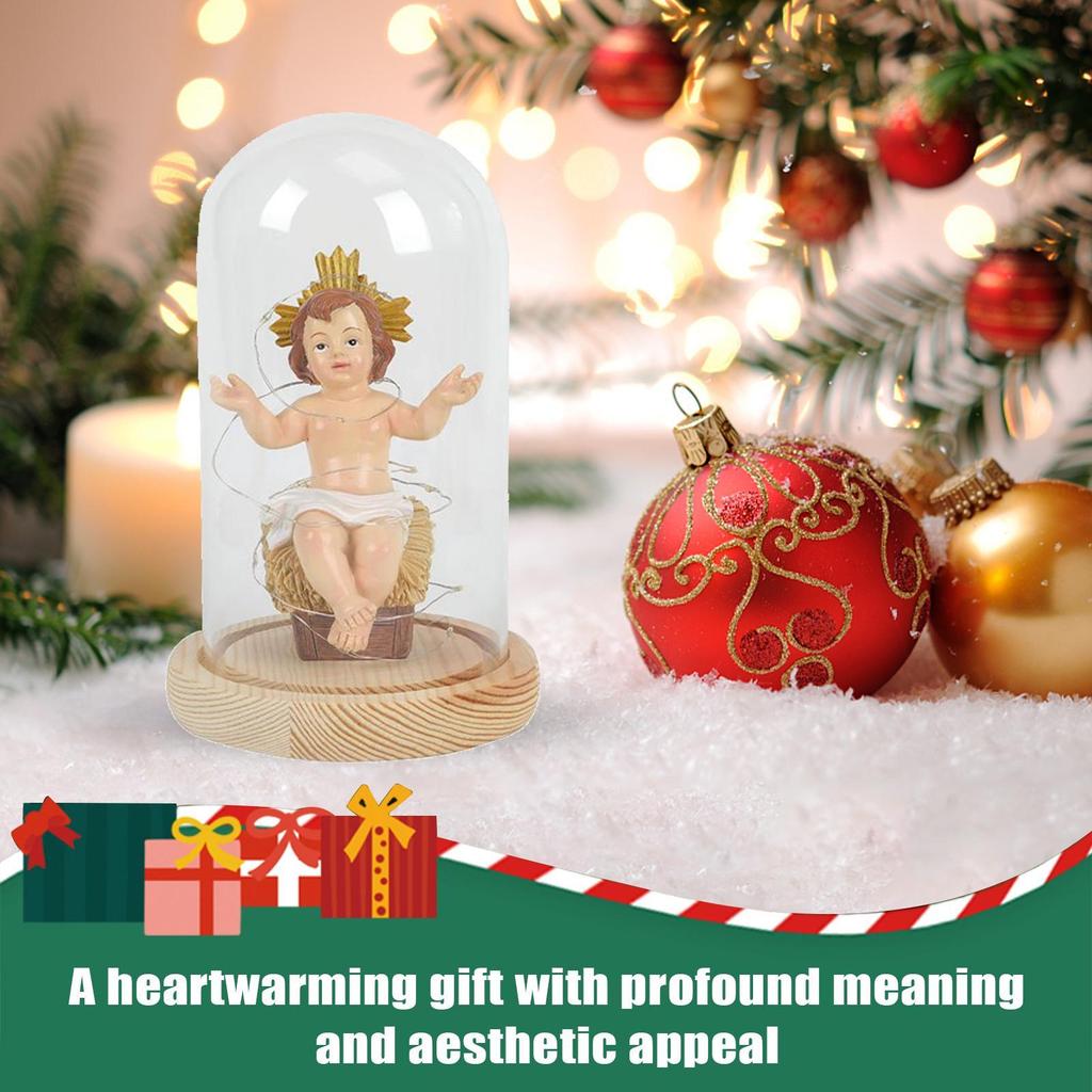 Jesus Figures Luminous Resin Saint Baby Jesus Figurine With Light Glowing Collectible Figurines Decoration For Home Christian
