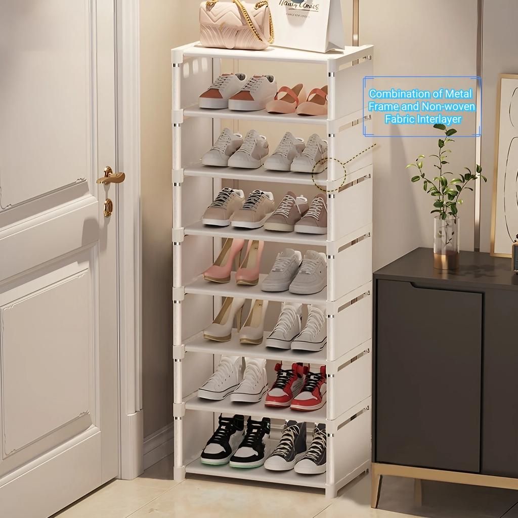 6/8 Layer Shoe Rack, Metal Frame Fabric Shoe Storage Organizer Shelf, Space Saving Entryway Hallway Living Room Closet, 2 Colors