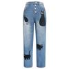Women's Mid Rise Straight Leg Jeans Loose Fit Vintage Solid Color Washed Denim Pants Retro Casual Spring All-match Long Trousers
