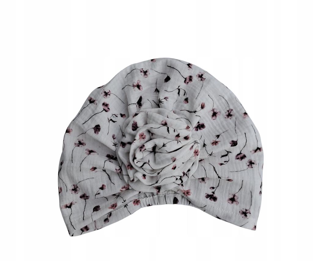 Klasyczny Turban Z Różą Mussa 051 Z Muślinu Bawełnianego Komfort I Styl