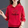 Women's Pure Cotton Bear Print Hooded Pullover Sweatshirt, Long Sleeve, Niche Design, New Spring & Autumn Style