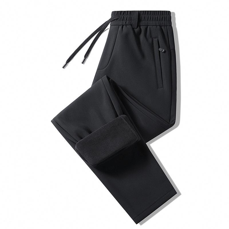 New Autumn/Winter Men's Casual Trousers: Fleece-Lined, Thickened, Warm-Weather Trousers Loose-Fit, Cuffed, Straight-Leg Sports Trousers for Men
