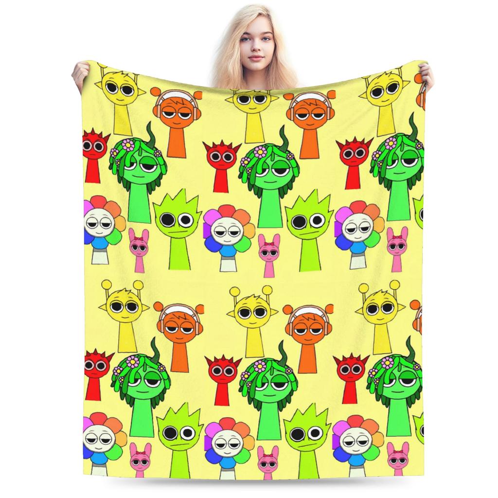 Sprunki Characters Game Velvet Throw Blanket  Blankets for Bed Outdoor Warm Quilt
